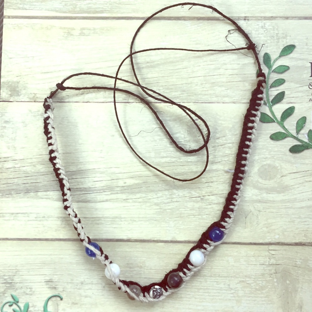 Hemp and Semi Precious Stone Necklace
